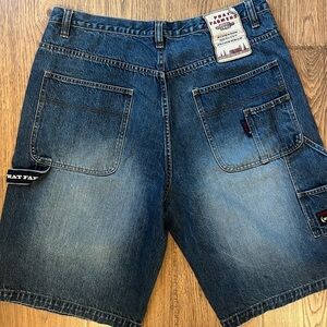 Vintage Y2K Phat Farm Baggy Jorts Mens 38 Blue Basic Jean Shorts Carpenter Huge